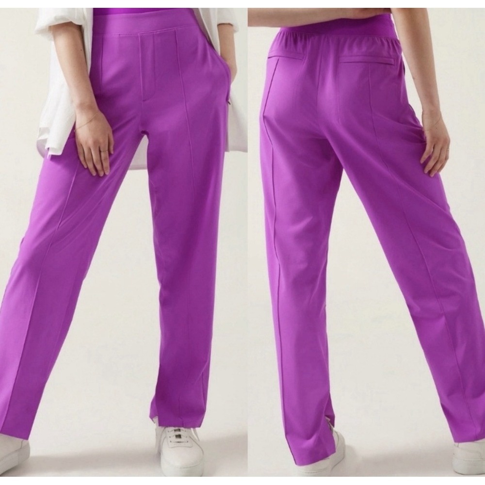 ATHLETA Brooklyn Heights Pants Sz 4 Jazzy Purple Slim Stretch Tech NEW NWT